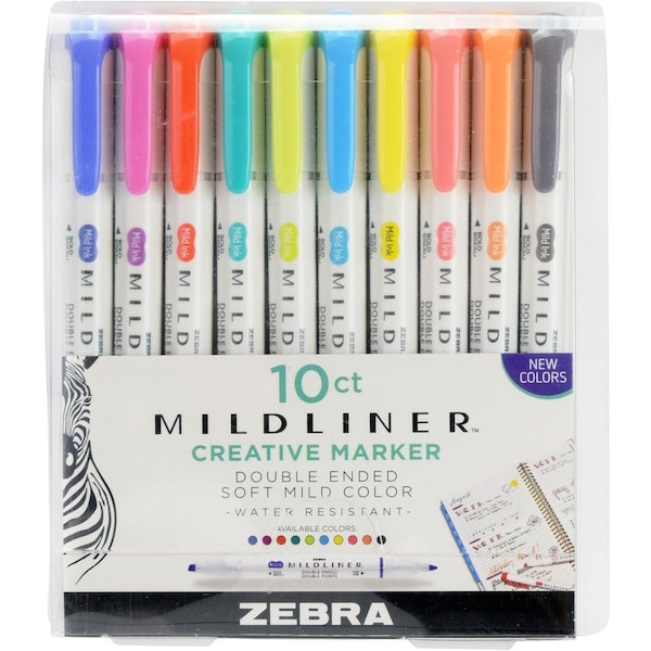 Zebra Pen Highlighter, Double-Ended, Bold/Fine, 10/PK, Assorted 10PK ZEB78501 - main